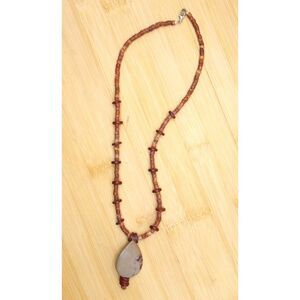 Natural Red Jasper Heshi Beads Teardrop Dendrite Jasper Stone Pendant Necklace
